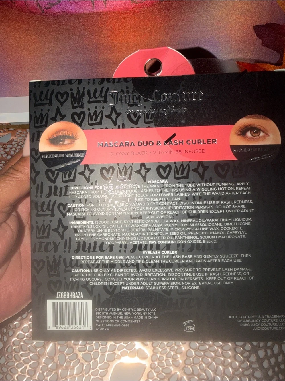 Juicy Couture Mascara Duo & Lash Curler - Coral Red Packaging